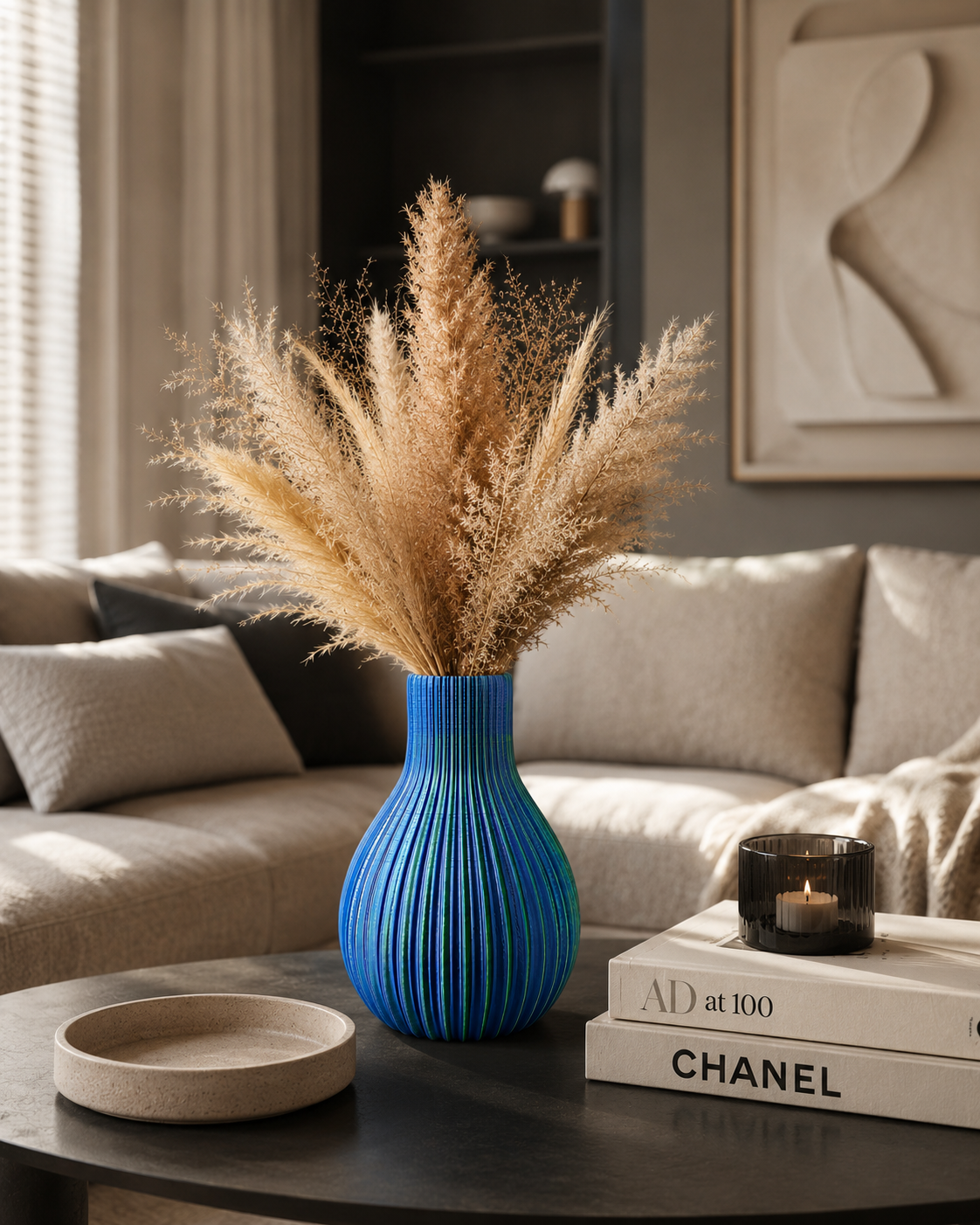 Ribglow - moderne 3D geprinte vaas met Ribbels