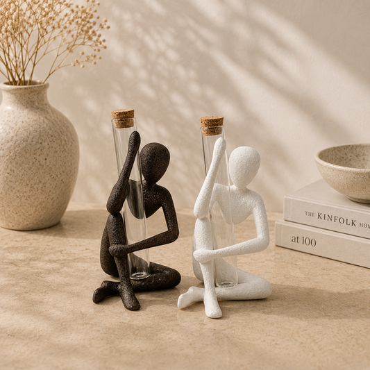 Moderne Bloemenvaas Houder NObody | Unieke 3D Geprinte Decoratie met Glazen Buisje