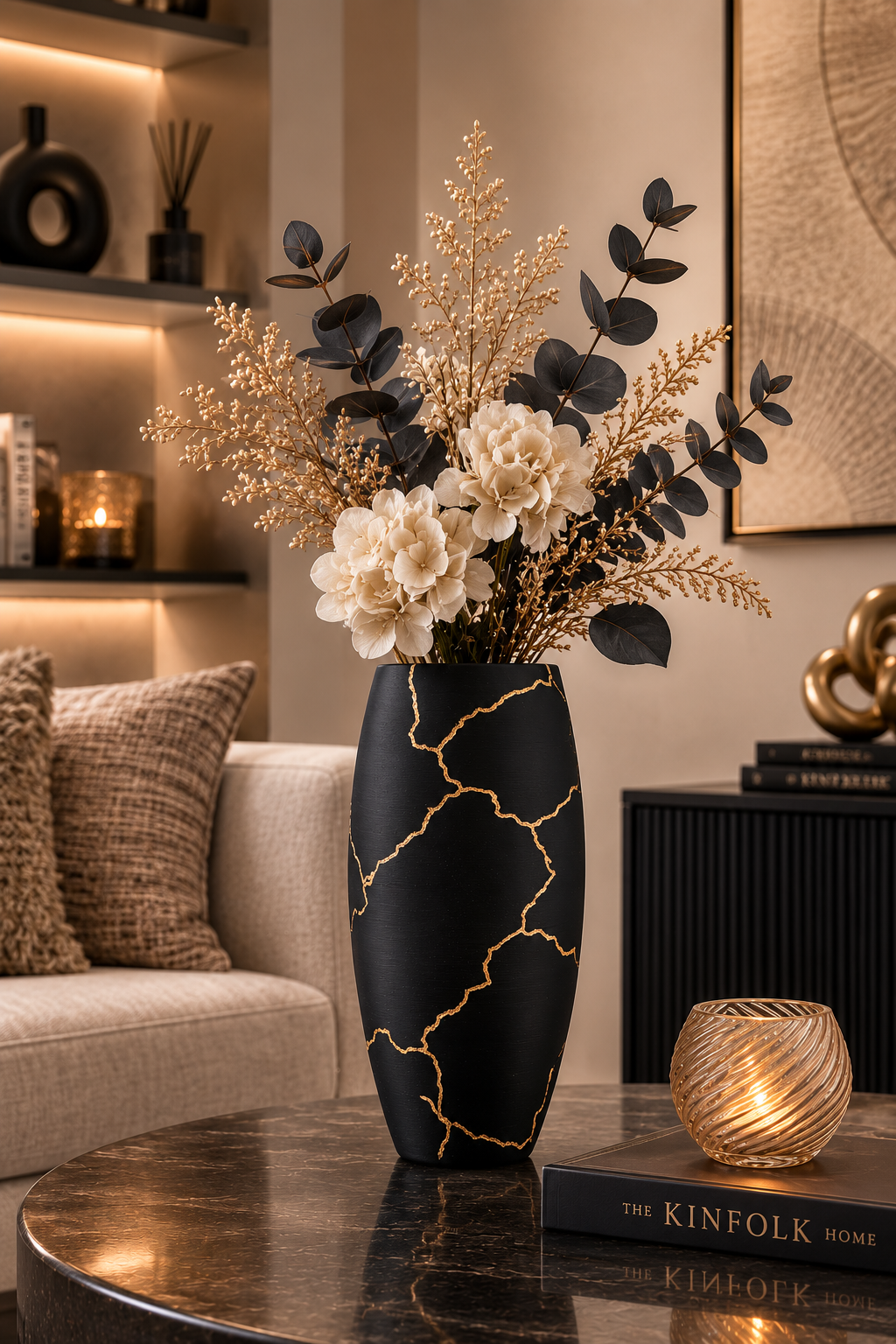 Luxury Layerzz – Golden Cracks Vase - 3D geprint - 2 maten - meerdere kleuren