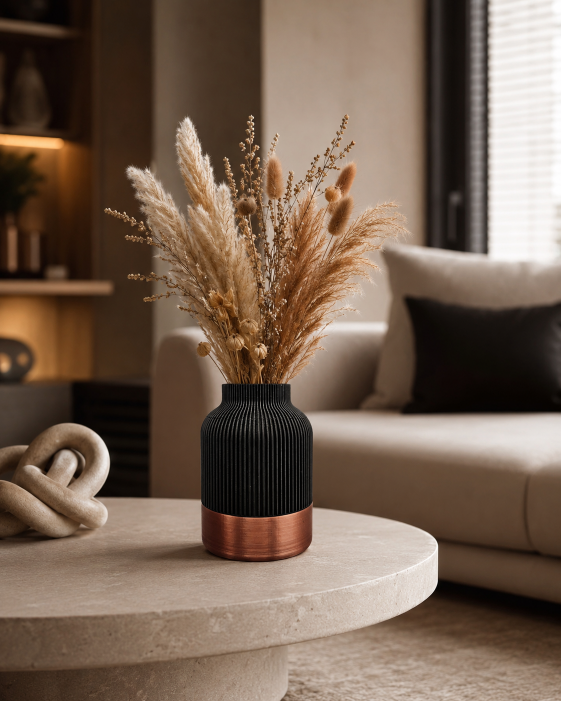 Luxury Layerzz – Royal Line Vase | Copper Accent - duurzaam - 3d geprint - woondecoratie - 2 maten