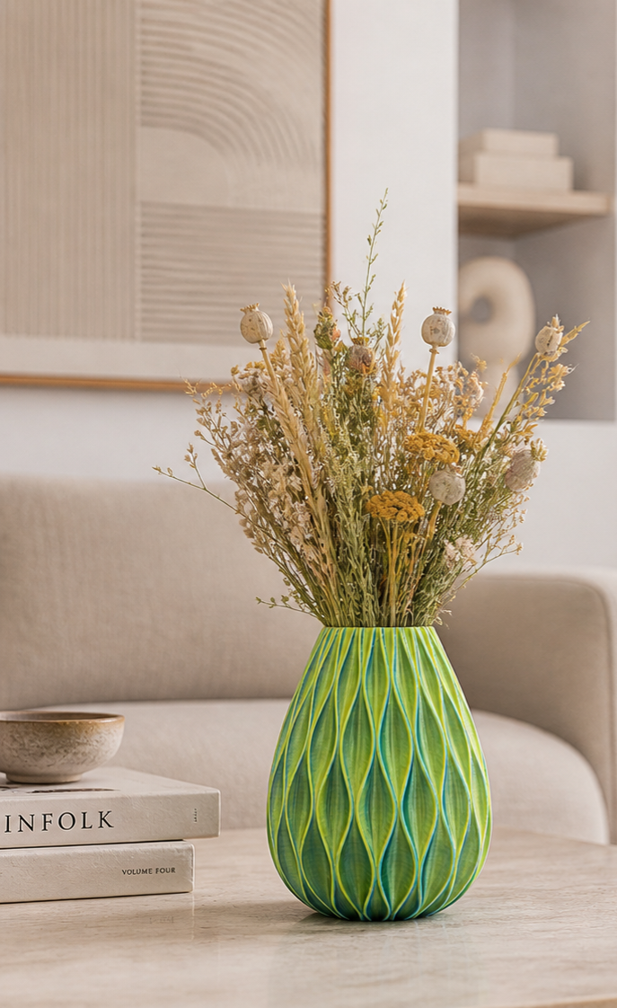 Onyxa - Duurzame 3D geprinte droogbloemen vaas
