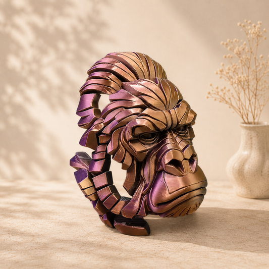 Gorilla kop – 3D-geprint beeld in multicolor filament | Moderne decoratie of sculptuur
