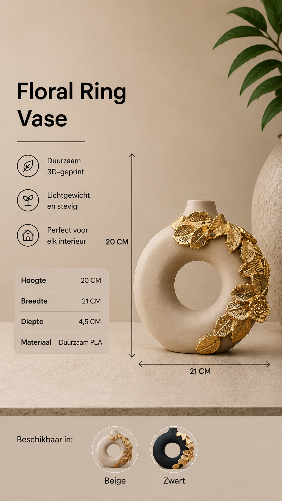 Luxury Layerzz – Floral Ring Vase - hangemaakt - 2 kleuren