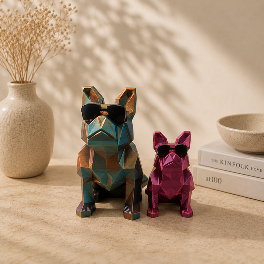 3D Geprinte Bulldog met Zonnebril - Unieke Kleuren & 2 Maten