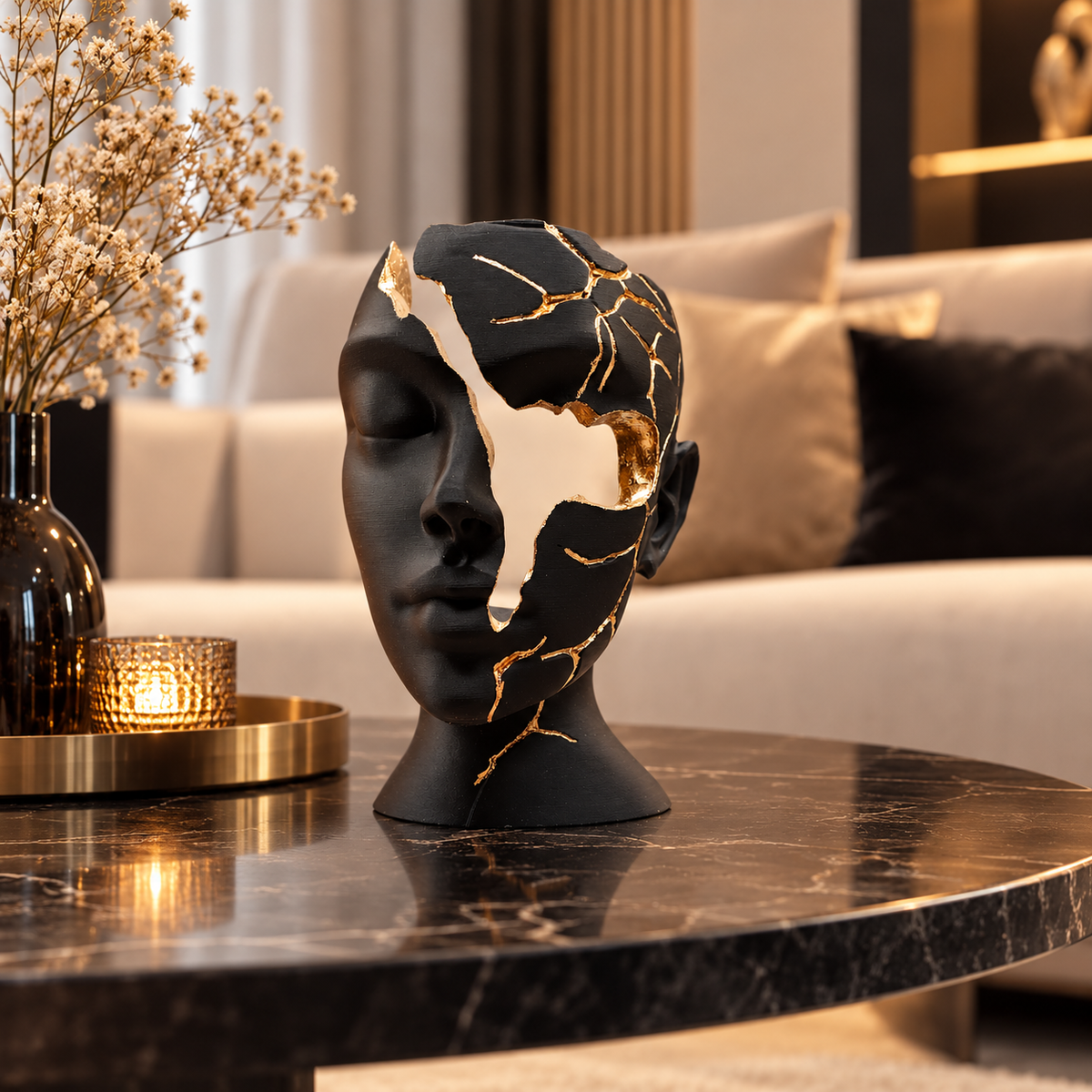 Luxury Layerzz – Broken Face - Gold Edition - kunstbeeld - 3 maten