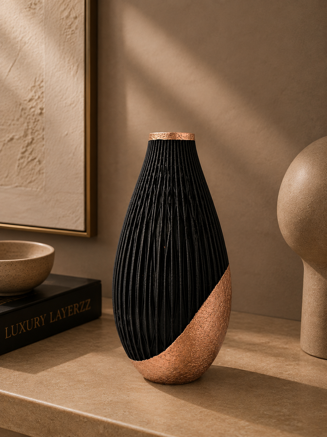 Luxury Layerzz – Elle Vase | Gold Leaf & Rose Gold - 3d geprinte vaas - duurzaam - handgemaakt