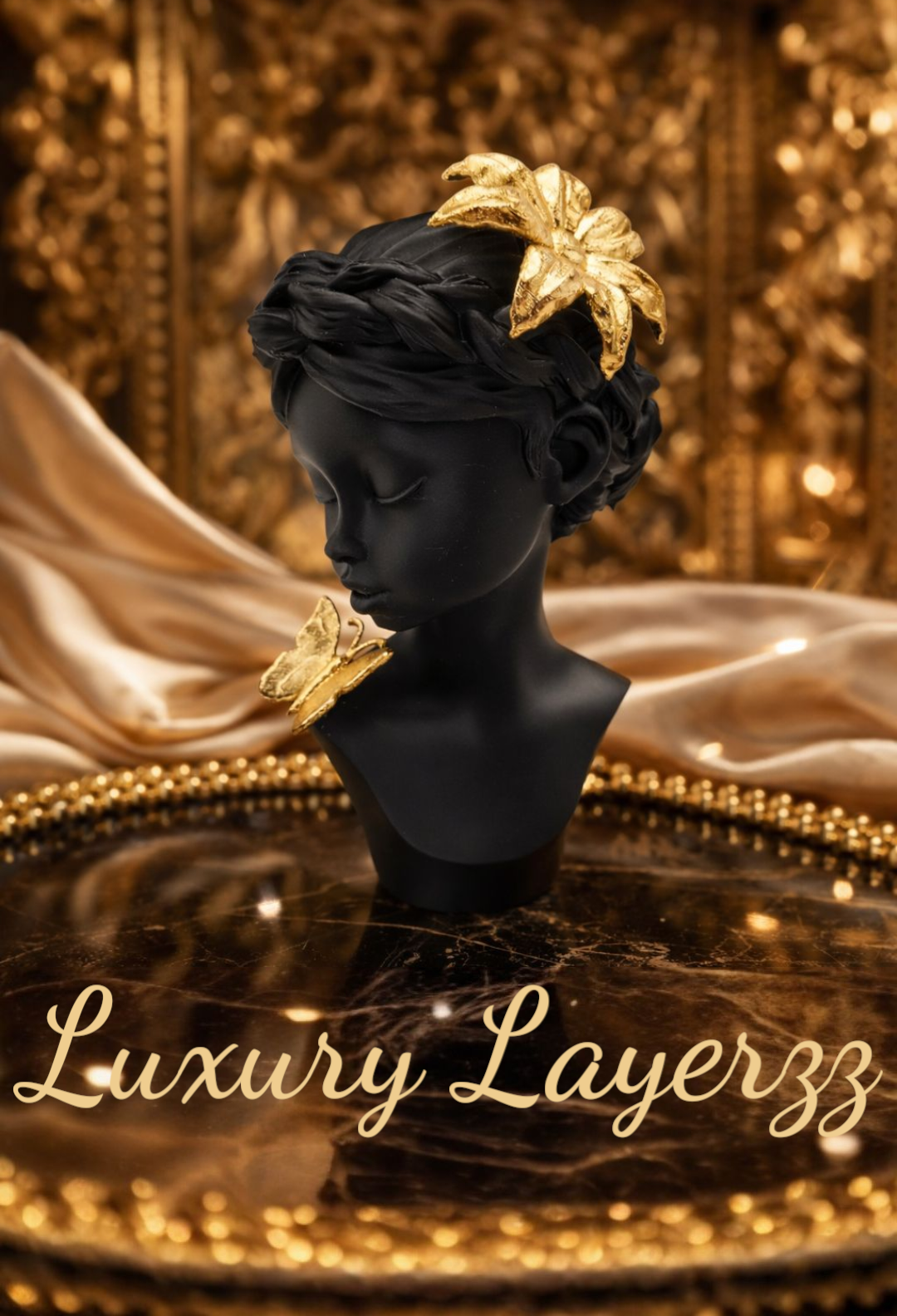 Luxury Layerzz – Midnight Bloom - Gold Edition - kunstbeeld