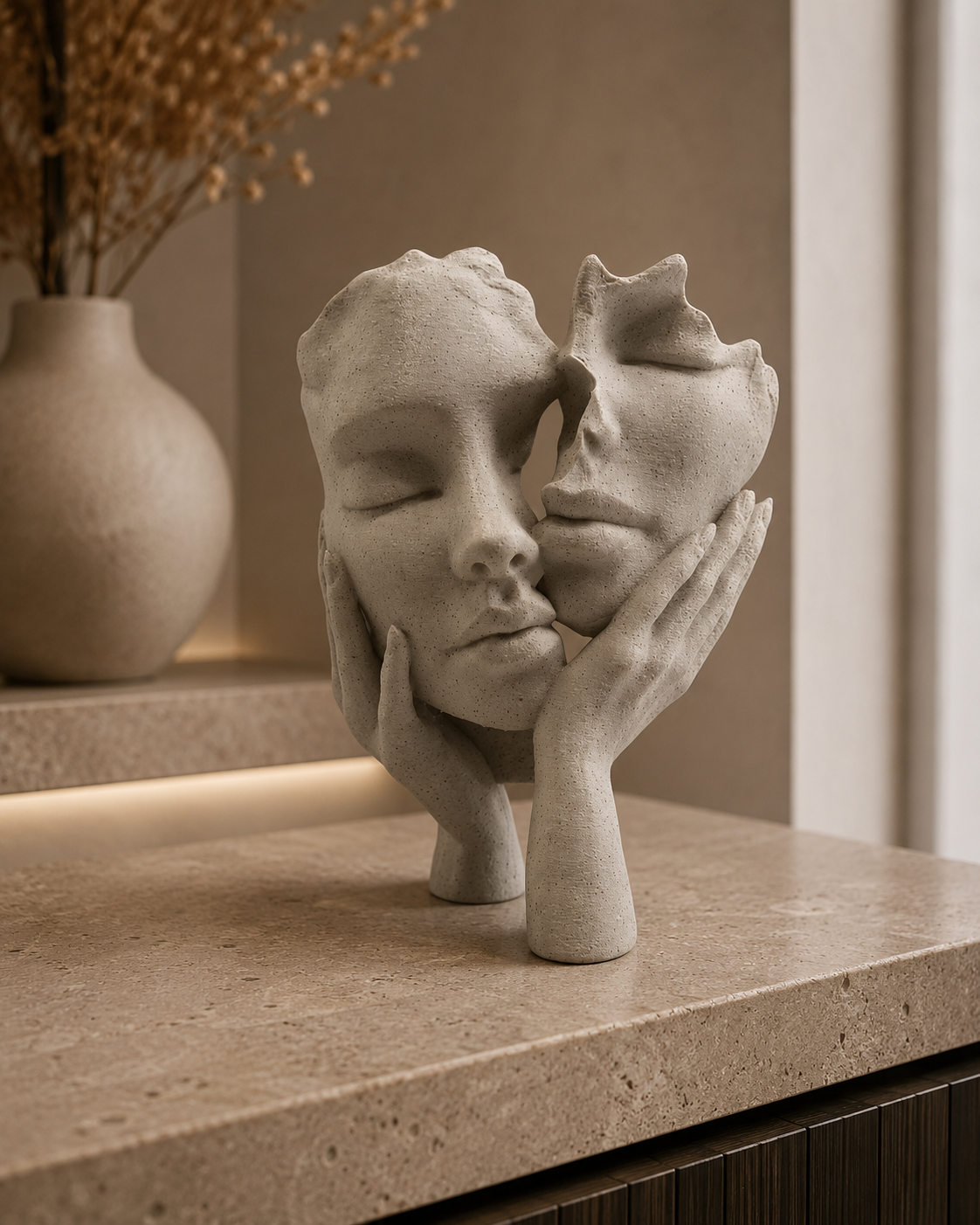 Embrace of souls- 3-D geprint beeld in stonelook 15 cm