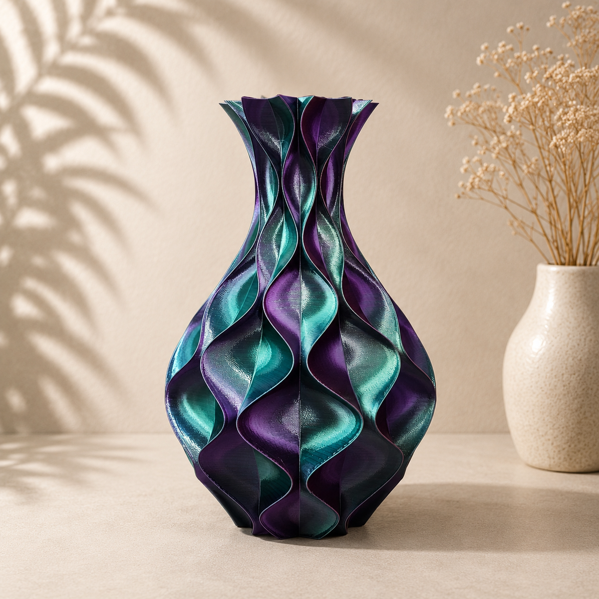 Wave Elegance - 3D geprinte Design vaas - 3 maten