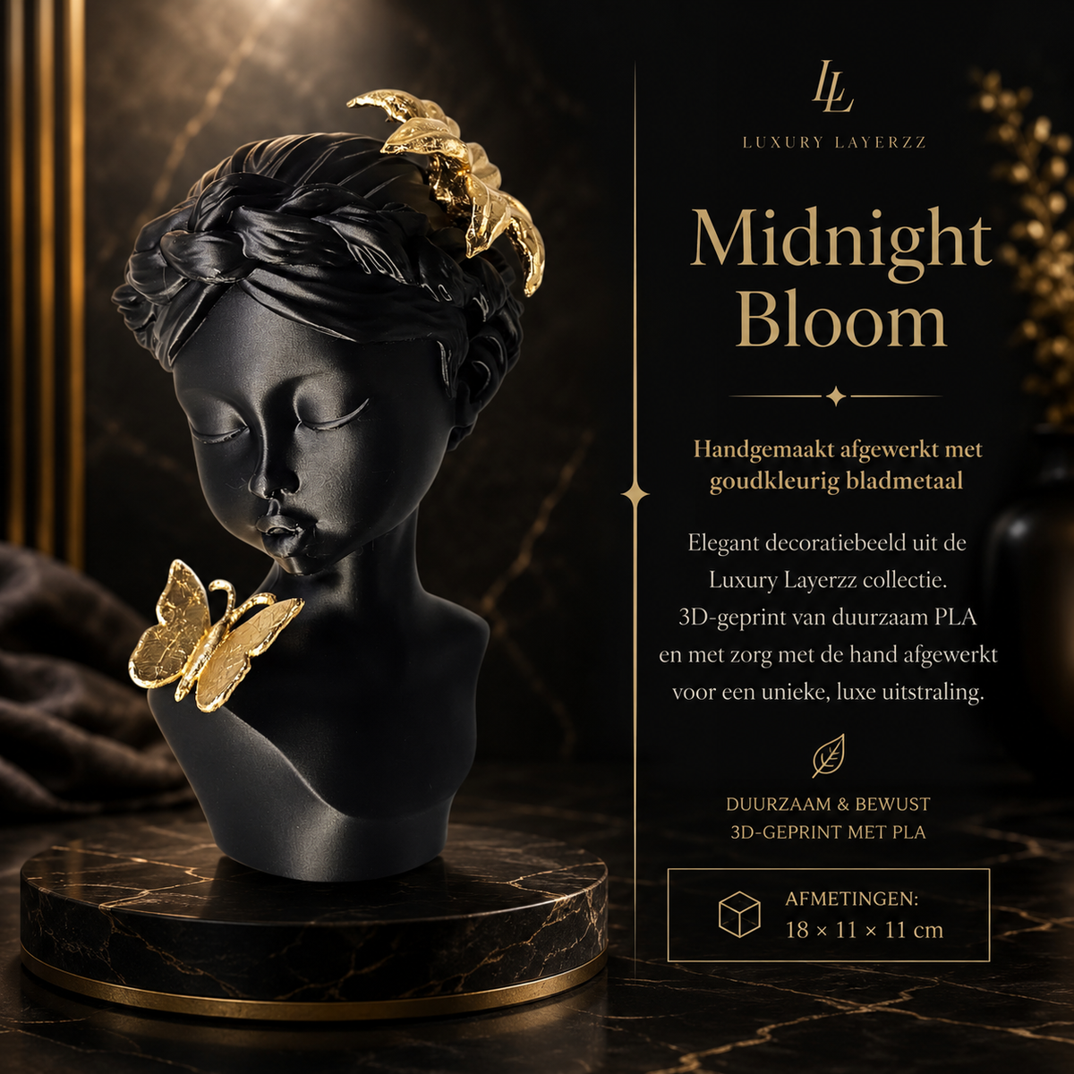 Luxury Layerzz – Midnight Bloom - Gold Edition - kunstbeeld
