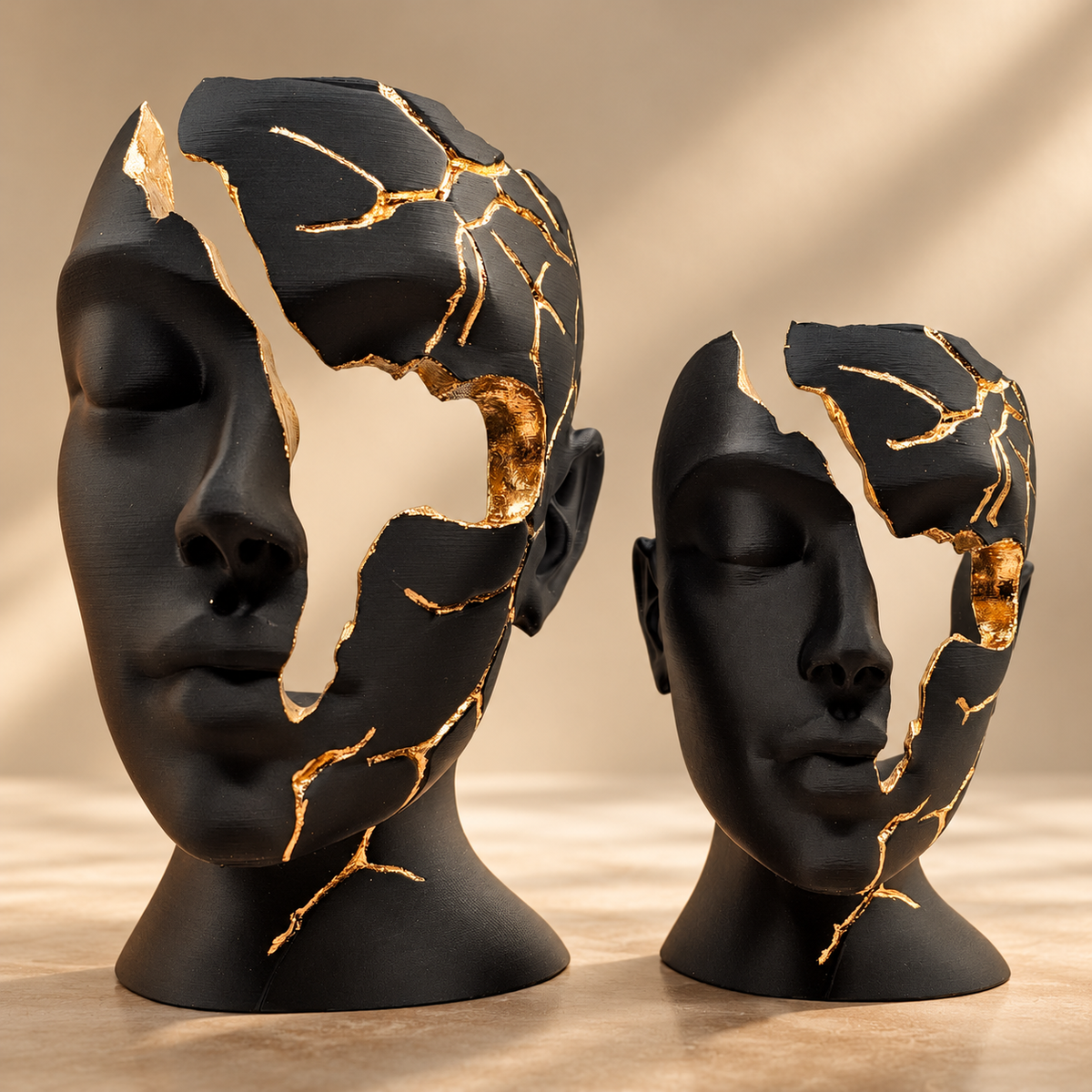Luxury Layerzz – Broken Face - Gold Edition - kunstbeeld - 3 maten