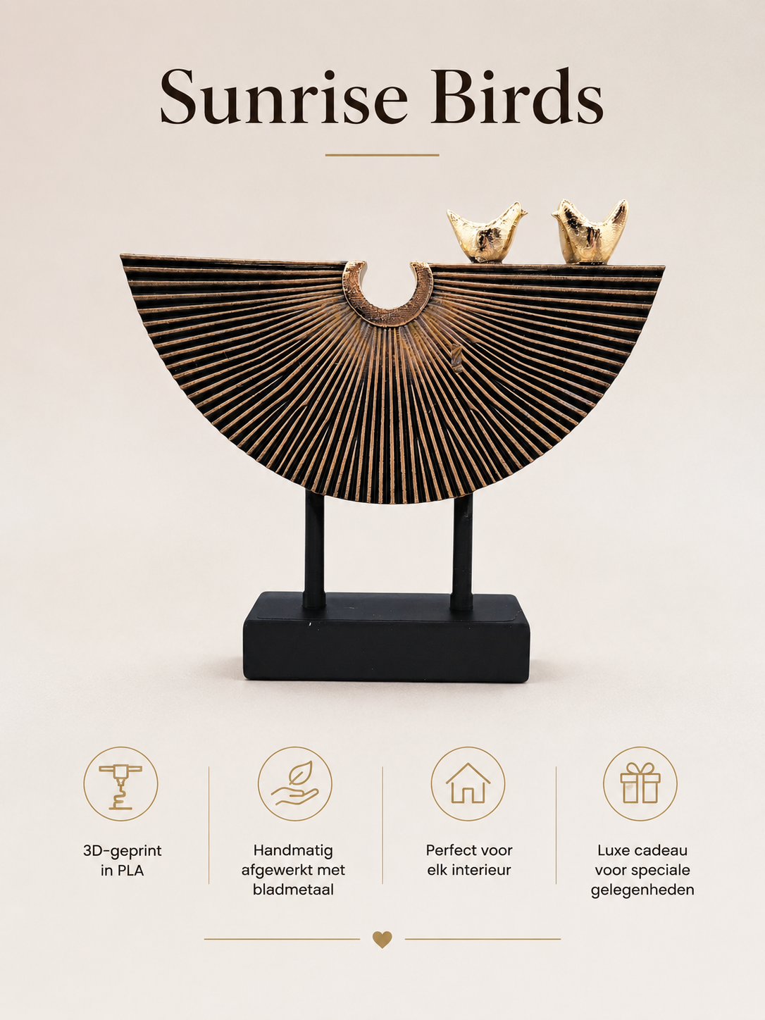 Luxury Layerzz Sunrise Birds - Decoratief beeld Goud & Brons - 3D geprint - luxe interieurdecoratie