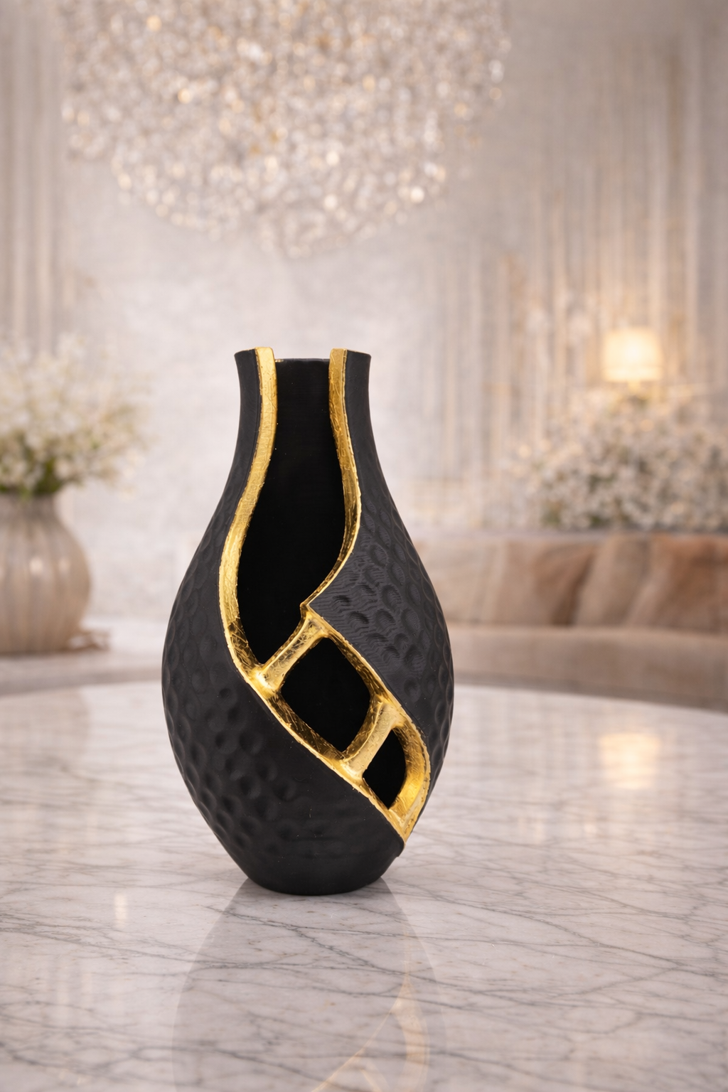 Luxury Layerzz – Golden Rift Vase -Gold & Rose Gold Accent - decoratie