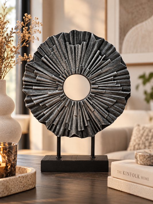 Decoratief Ornament Rond – Zwart met Metallic Koper of Zilver | Luxury Layerzz