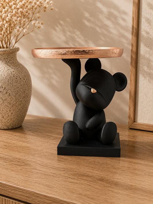 Luxury Layerzz – Bear Tray Figure | Rose Gold Leaf Accent
