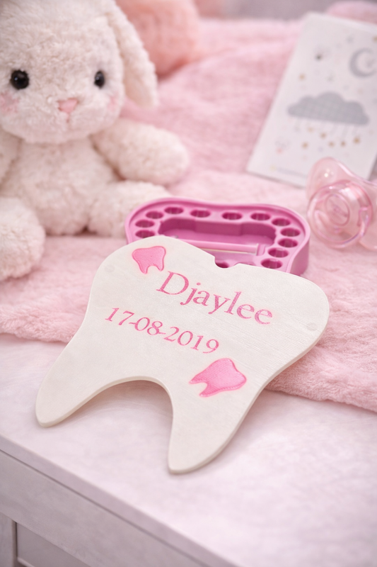 Gepersonaliseerd Tanden Bewaardoosje – Melktanden Herinneringsdoos - cadeau - duurzaam 3D geprint