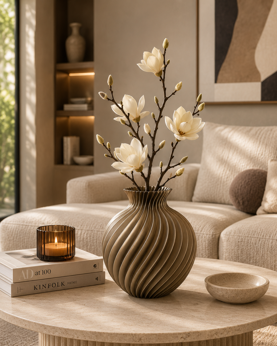 Agaat 3D geprinte moderne vaas 25 cm