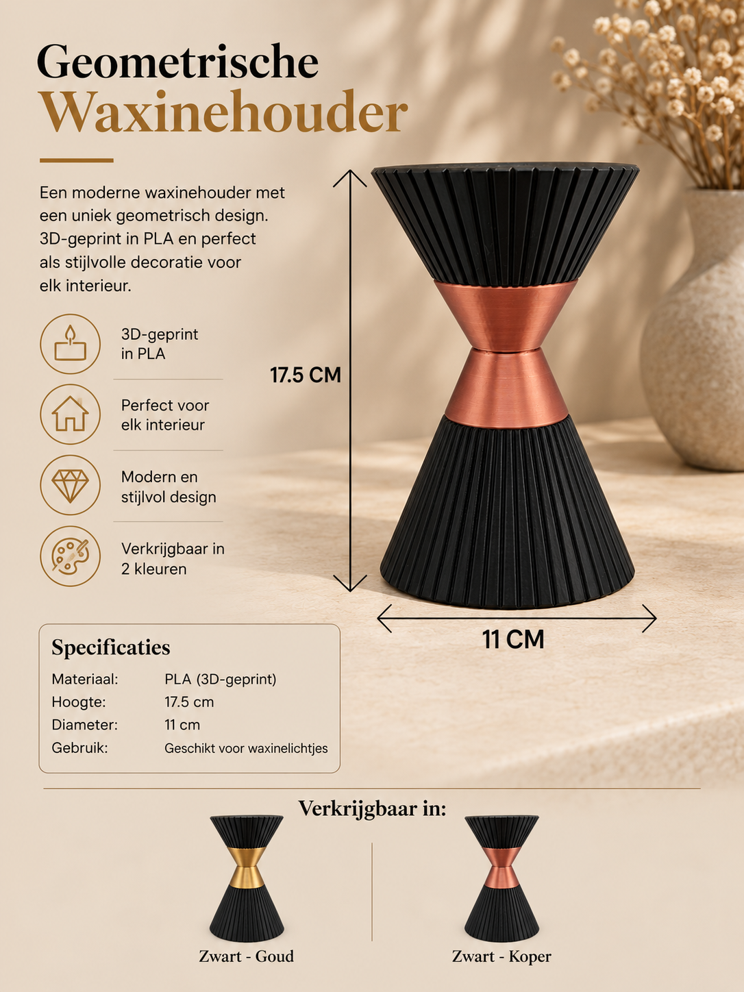 Luxury Layerzz – Sculptural Candle Holder | Copper or Gold Accent - homedecoration