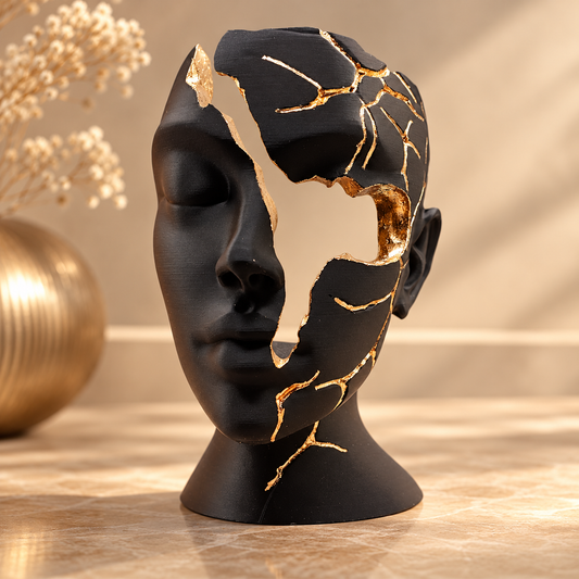 Luxury Layerzz – Broken Face - Gold Edition - kunstbeeld - 3 maten