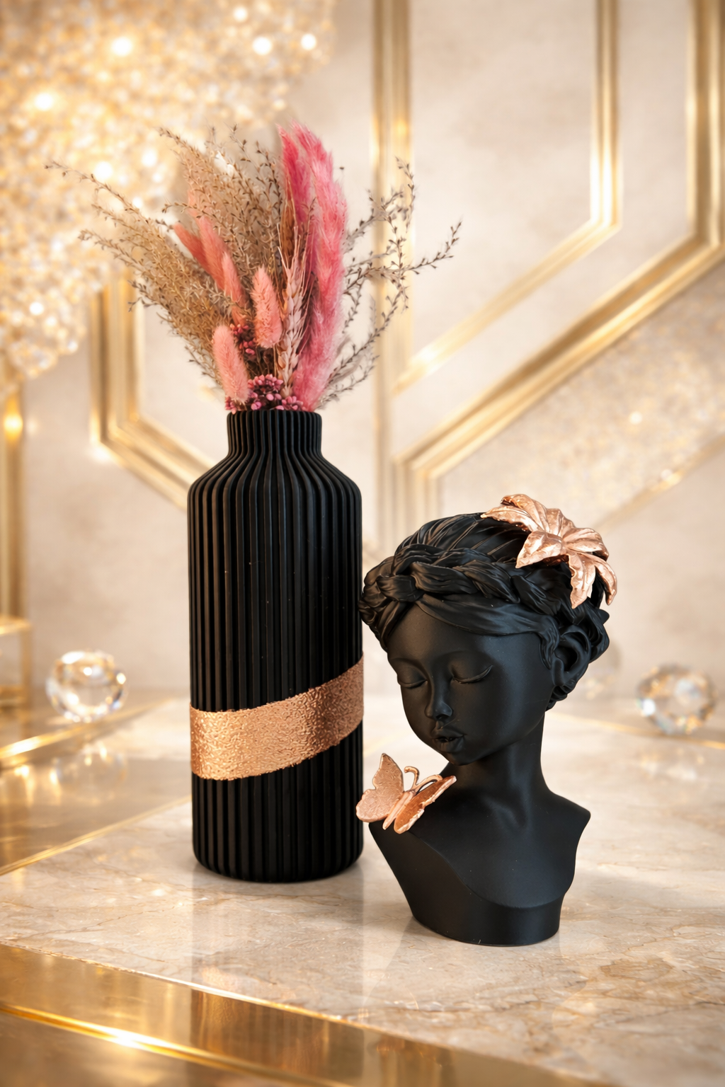 Luxury Layerzz – Midnight Bloom - Rose Gold Edition - kunstbeeld