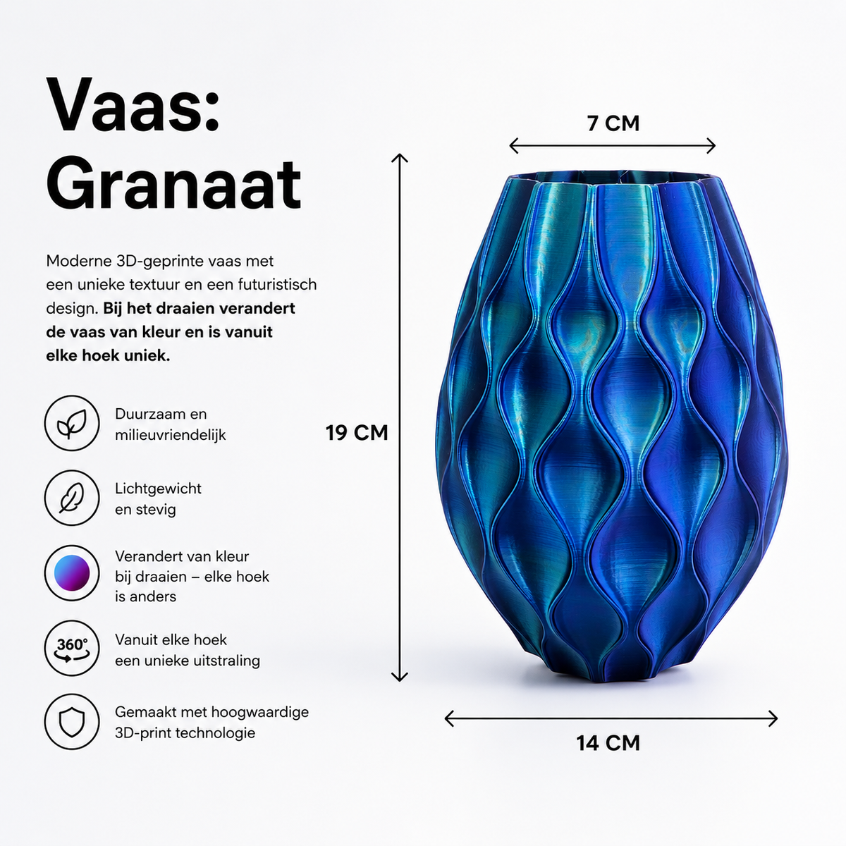 Granaat - Moderne 3D geprinte vaas