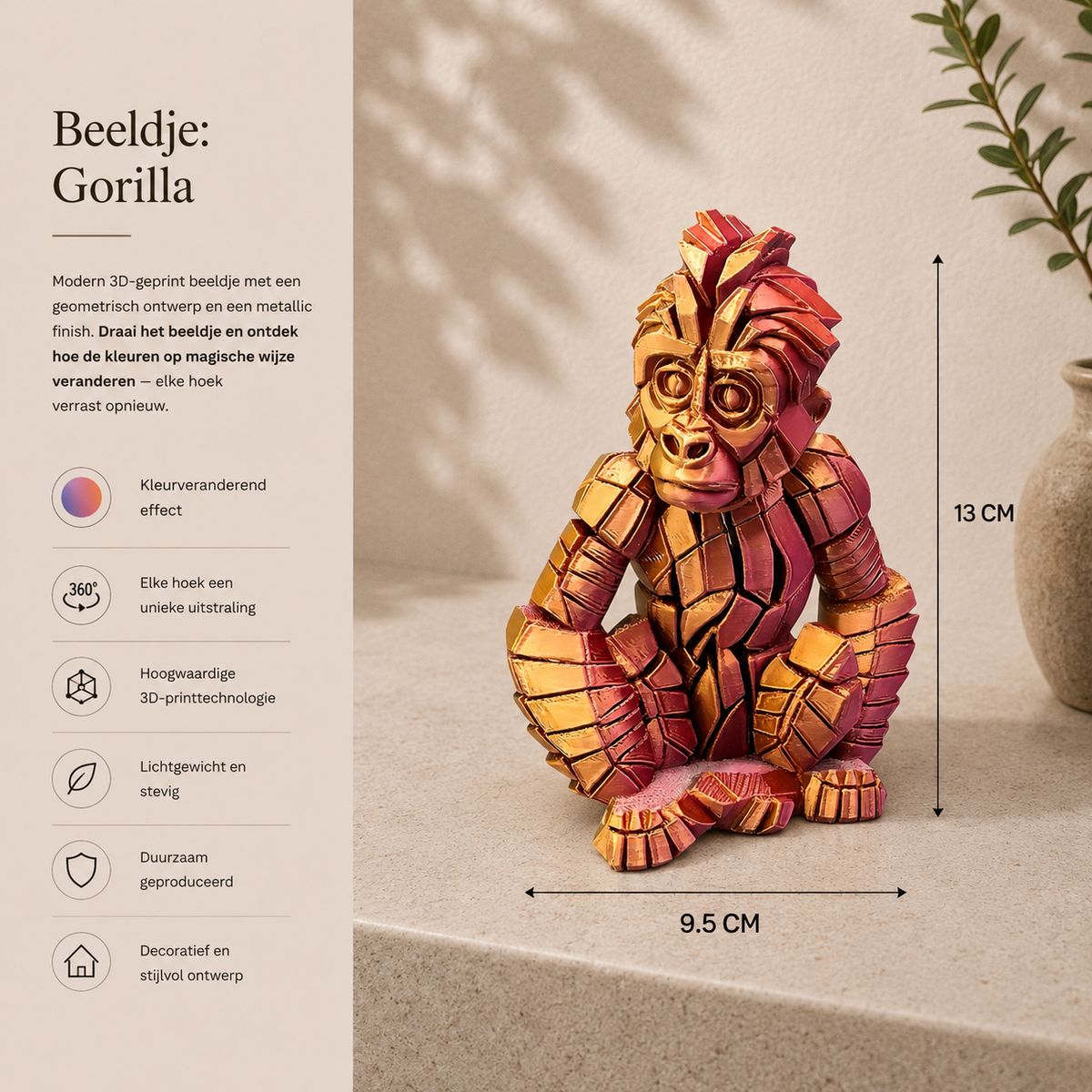 Geometrisch aapje - 3D geprint - trend - modern
