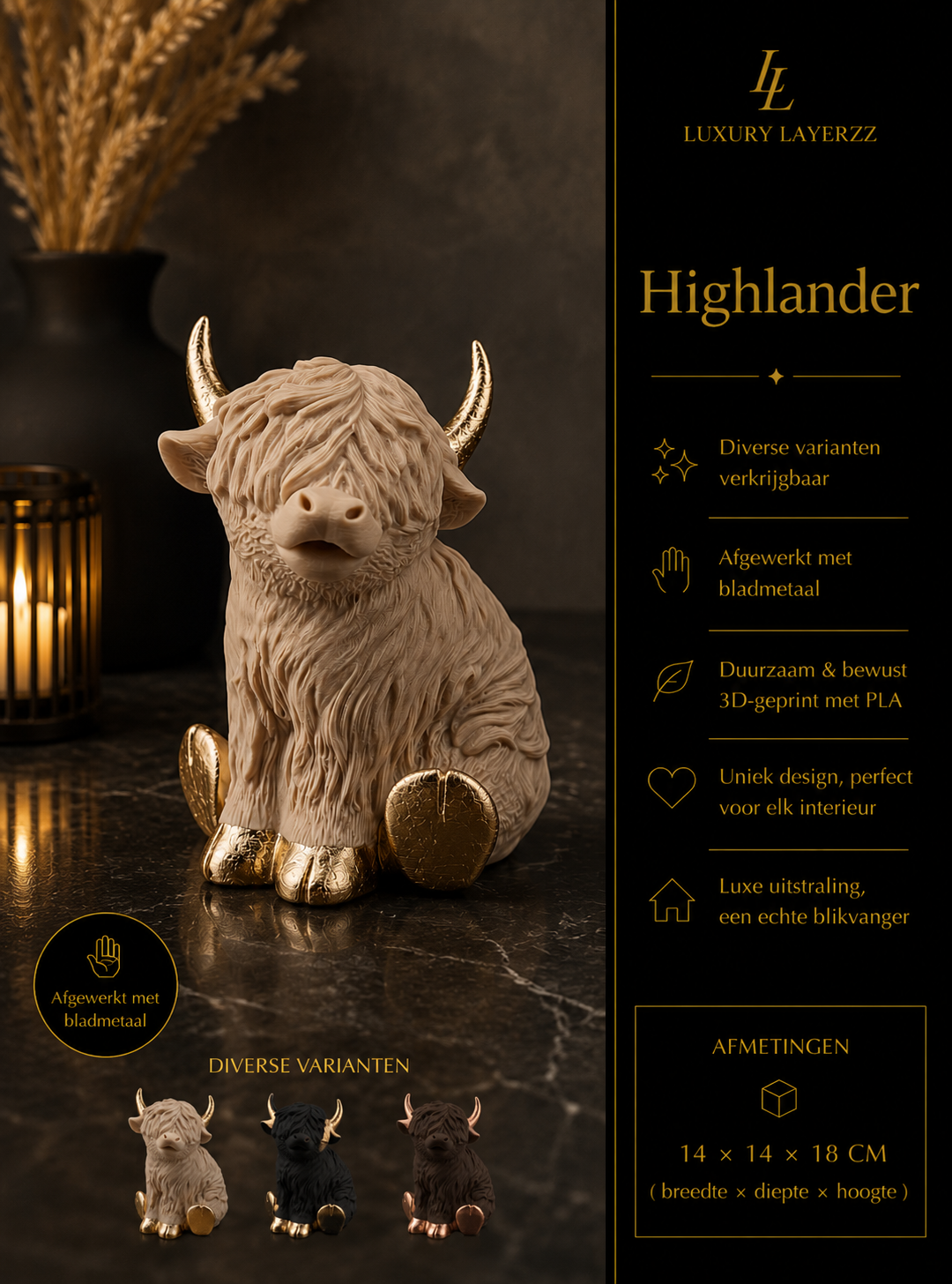 Luxury Layerzz – Highlander - 3D geprint - handgemaakt - meerdere kleuren - 2 maten