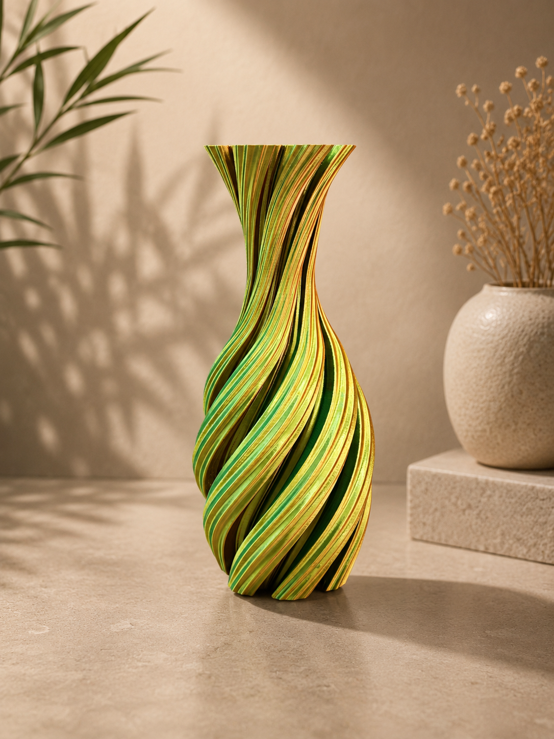 Florix Meerkleurige Gedraaide 3D geprinte vaas