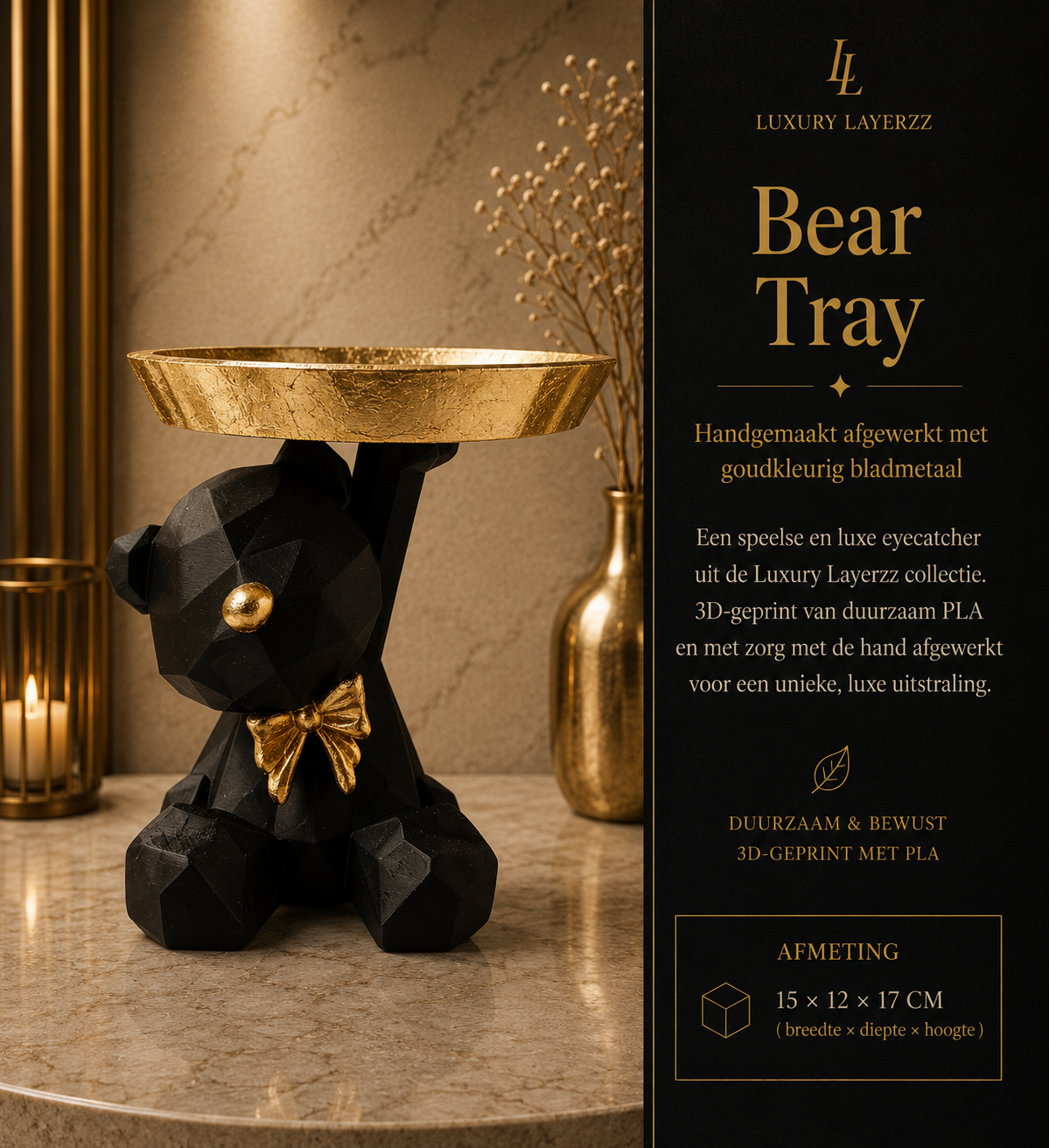 Luxury Layerzz – Teddy DeLuxe beige of zwart met goud - handgemaakt