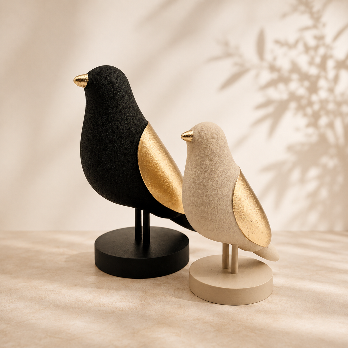 Luxury Layerzz – Luxury Birds | zwart & Champagne Goud - minimalistisch - Japandi Style - 3 maten