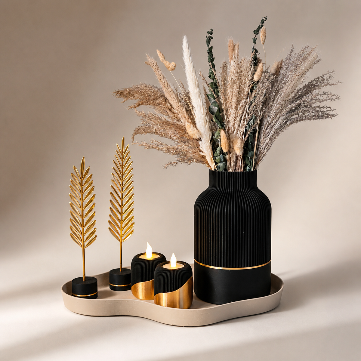 Luxe Japandi Woondecoratie Set — Luxury Nature Golden Glow