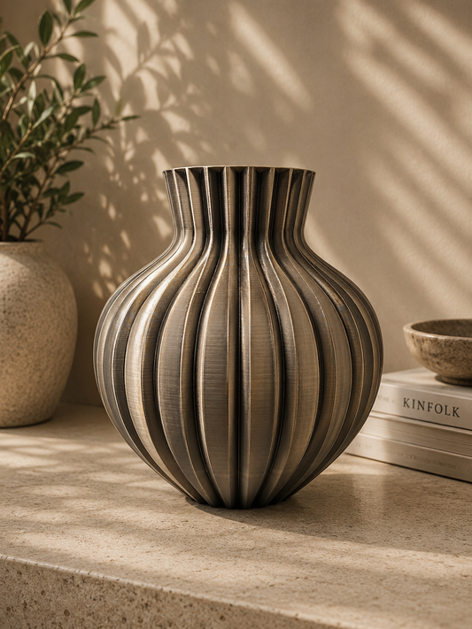 Ribbelvaas stevige moderne 3D geprinte vaas
