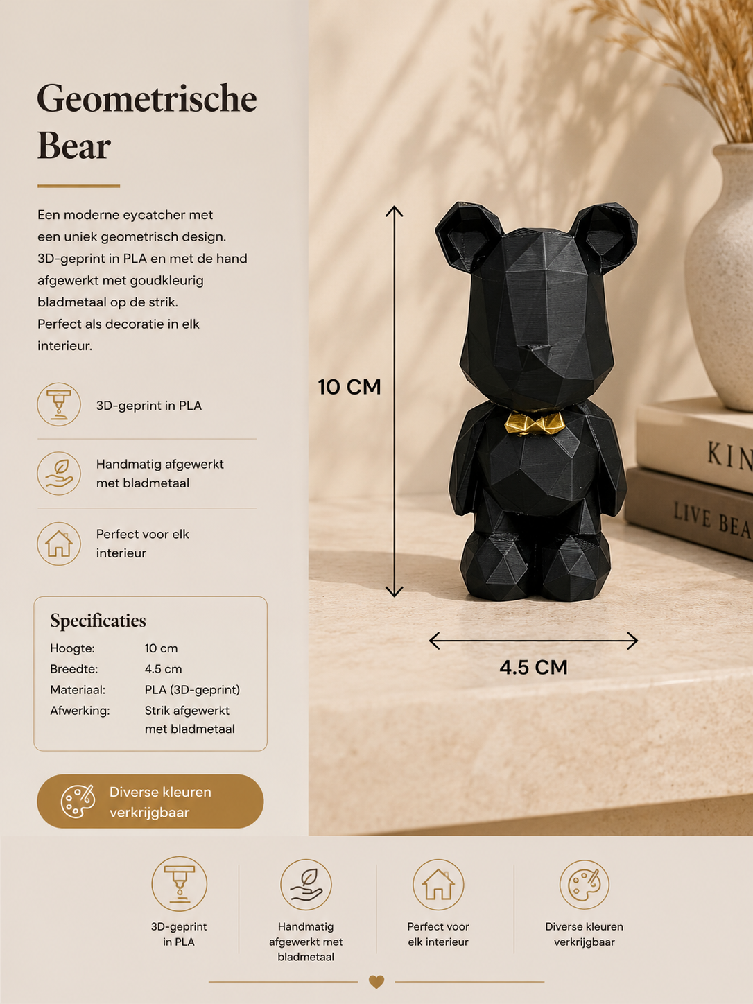 Luxury Layerzz Mini Beer – Met Gouden Strik - diverse kleuren