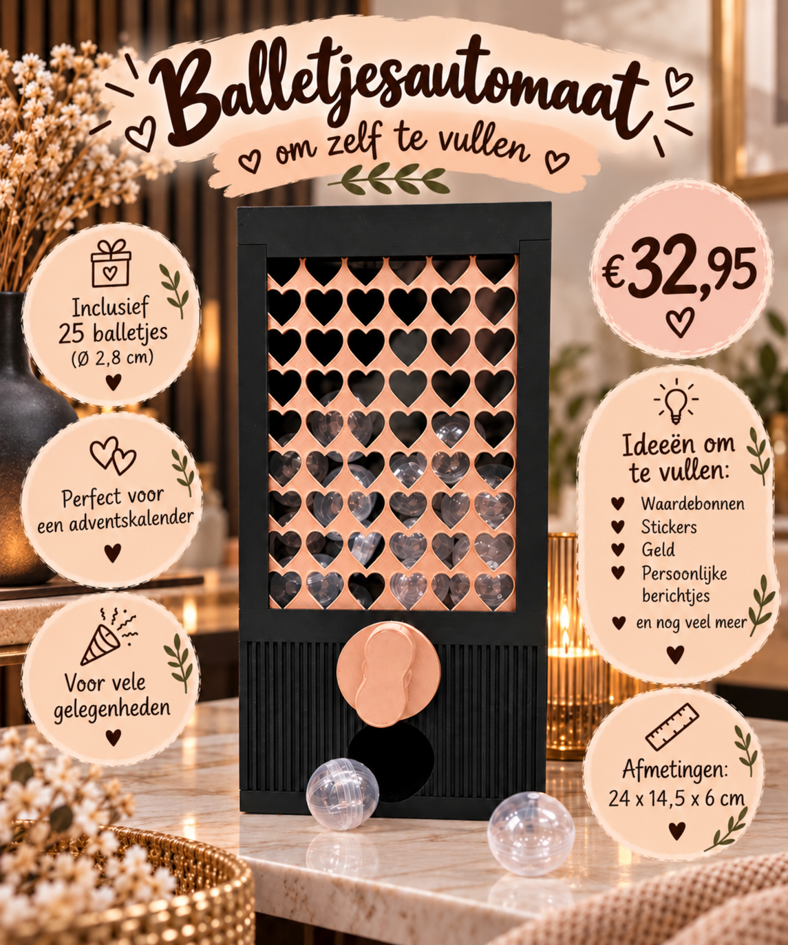 Capsule balletjes automaat – een originele eyecatcher - diverse varianten zelf samenstellen