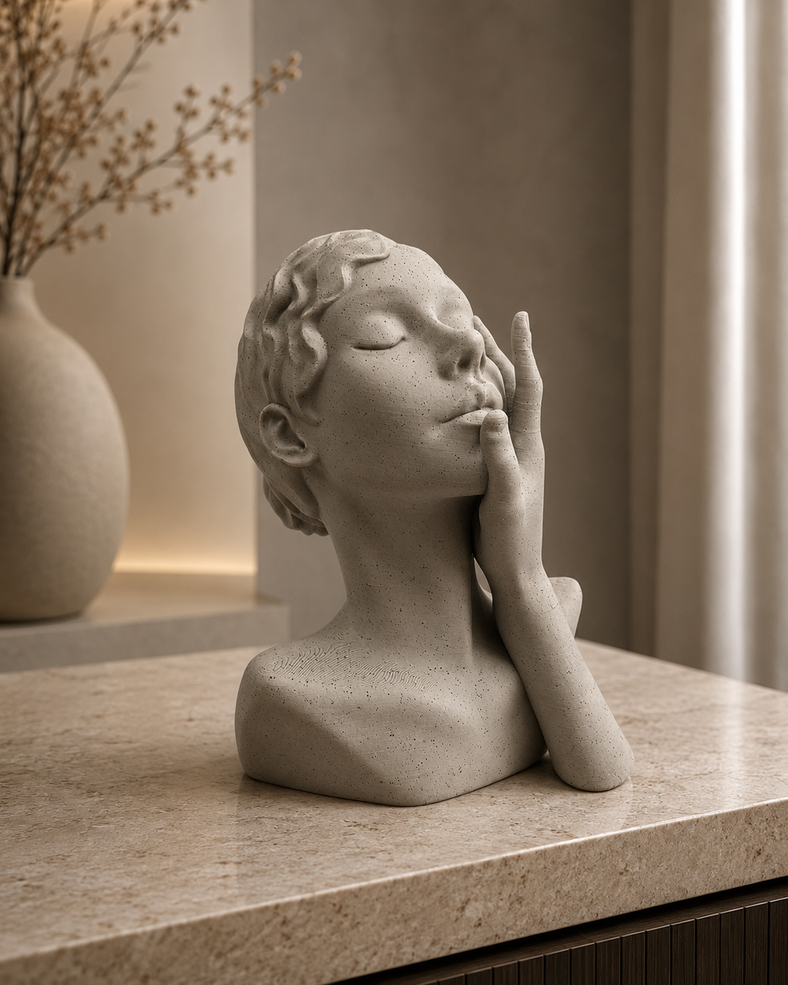 3D-geprint kunst beeld Passion in stonelook | Modern decoratief beeld vol emotie