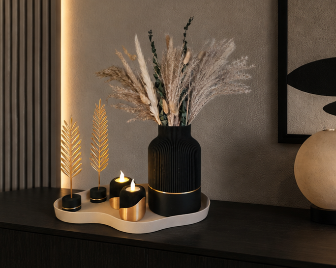 Luxe Japandi Woondecoratie Set — Luxury Nature Golden Glow