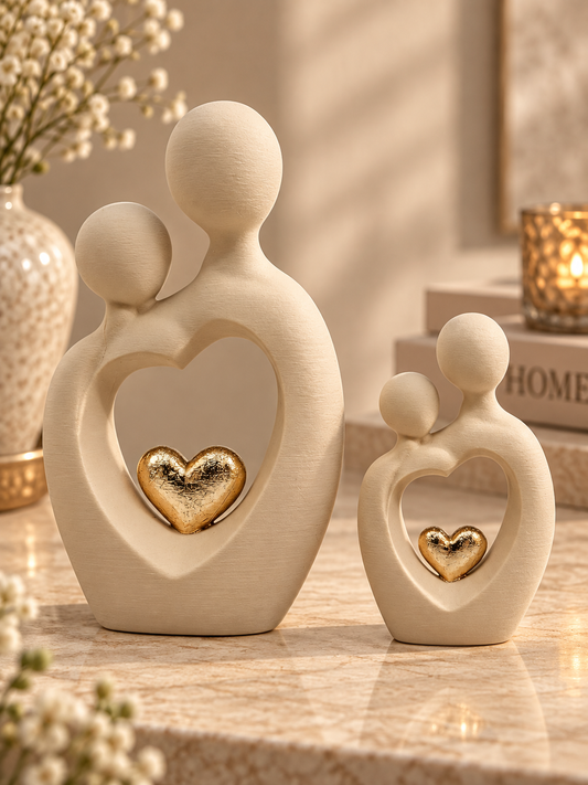 Family Heart | Abstract Familiebeeld - 3D geprint in 2 maten - 3 kleuren