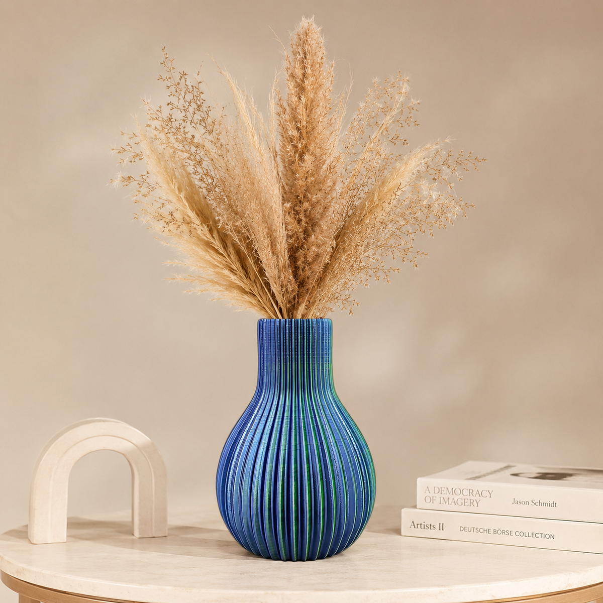 Ribglow - moderne 3D geprinte vaas met Ribbels