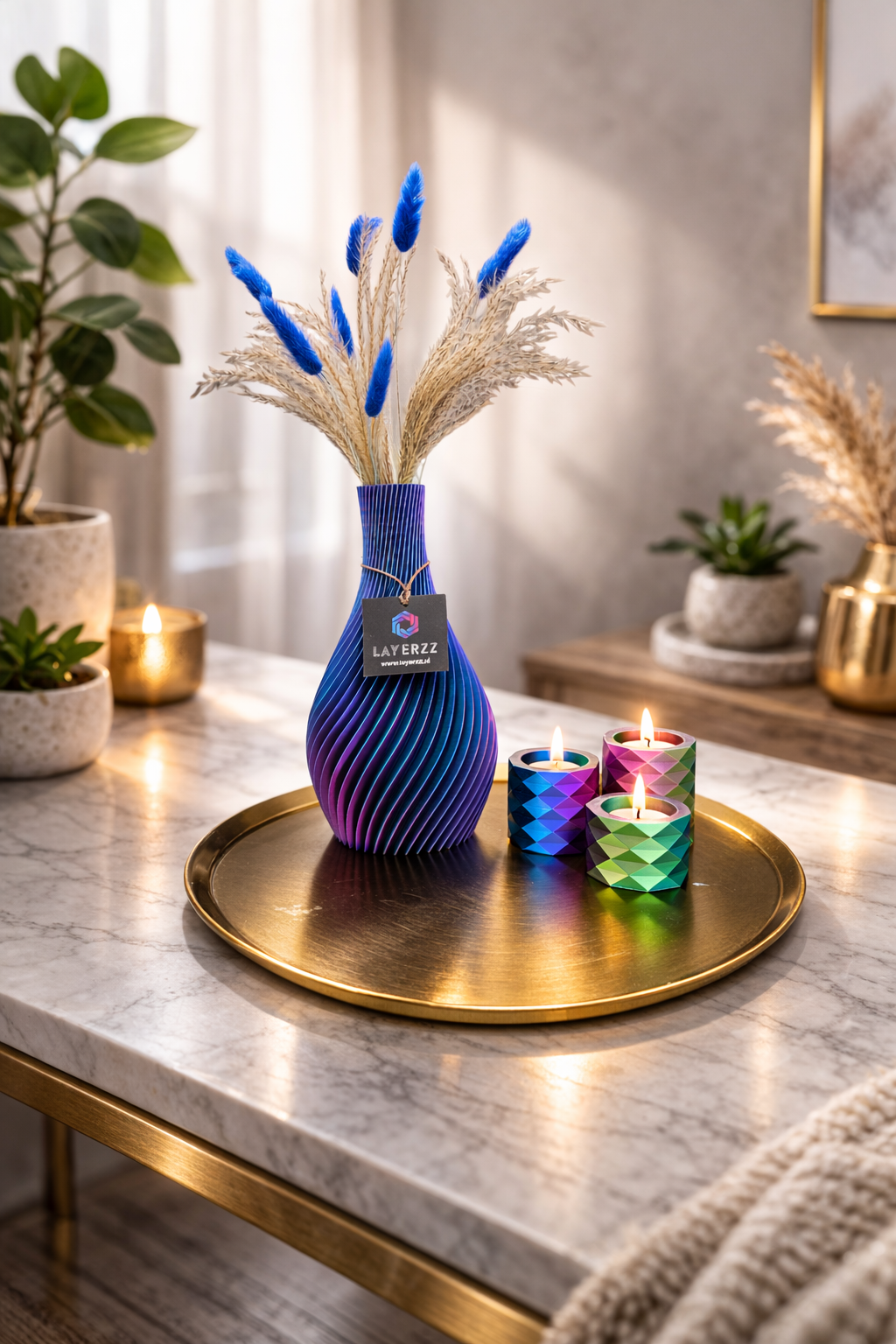Pyriet – Multicolor 3D Geprinte Vaas Voor Droogbloemen