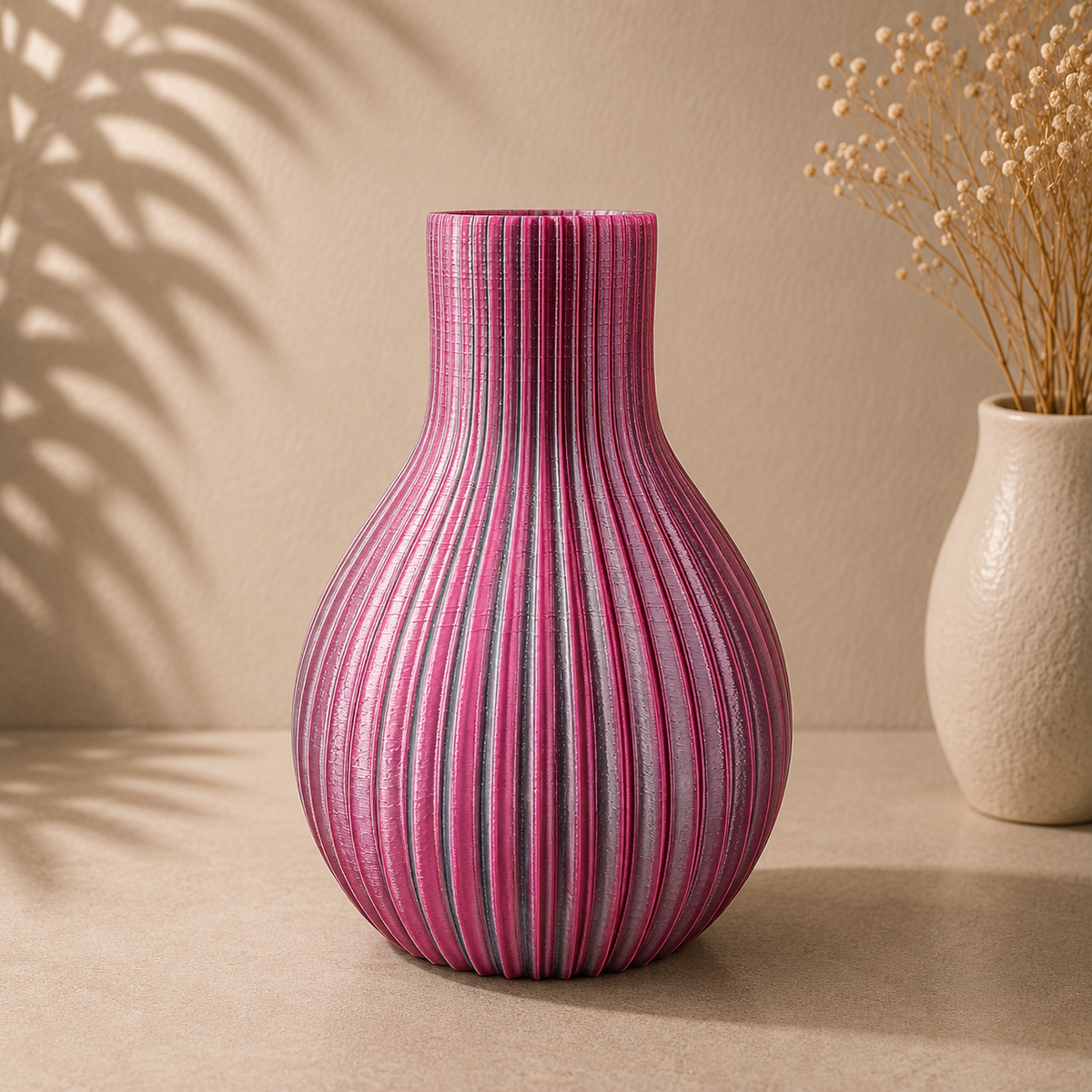Ribglow - moderne 3D geprinte vaas met Ribbels