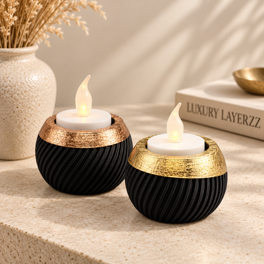 Waxinehouder Luxury Layerzz – bladmetale afwerking - woondecoratie - diverse varianten