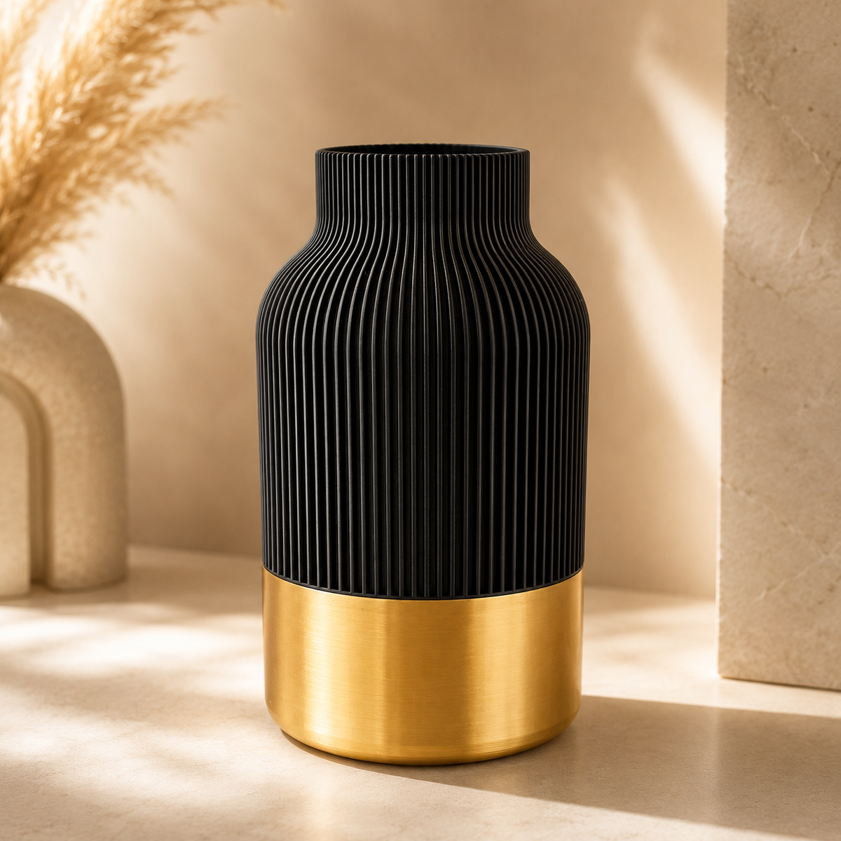 Luxury Layerzz – Royal Line Vase | Gold Accent - 3d geprint - duurzaam - 2 maten