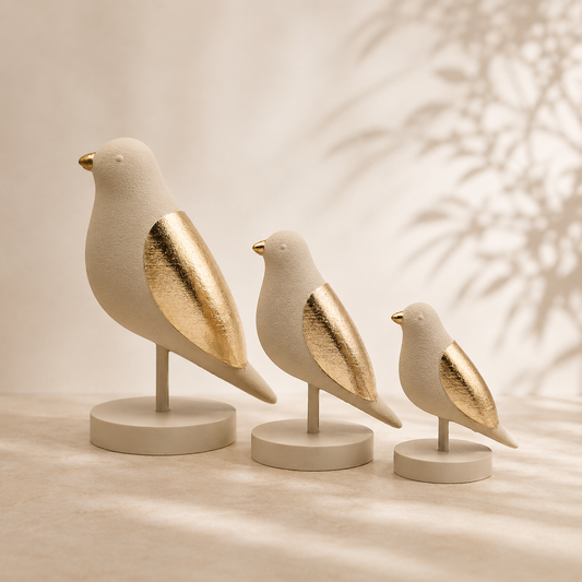 Luxury Layerzz – Luxury Birds | Beige & Champagne Goud - minimalistisch - Japandi Style - 3 maten
