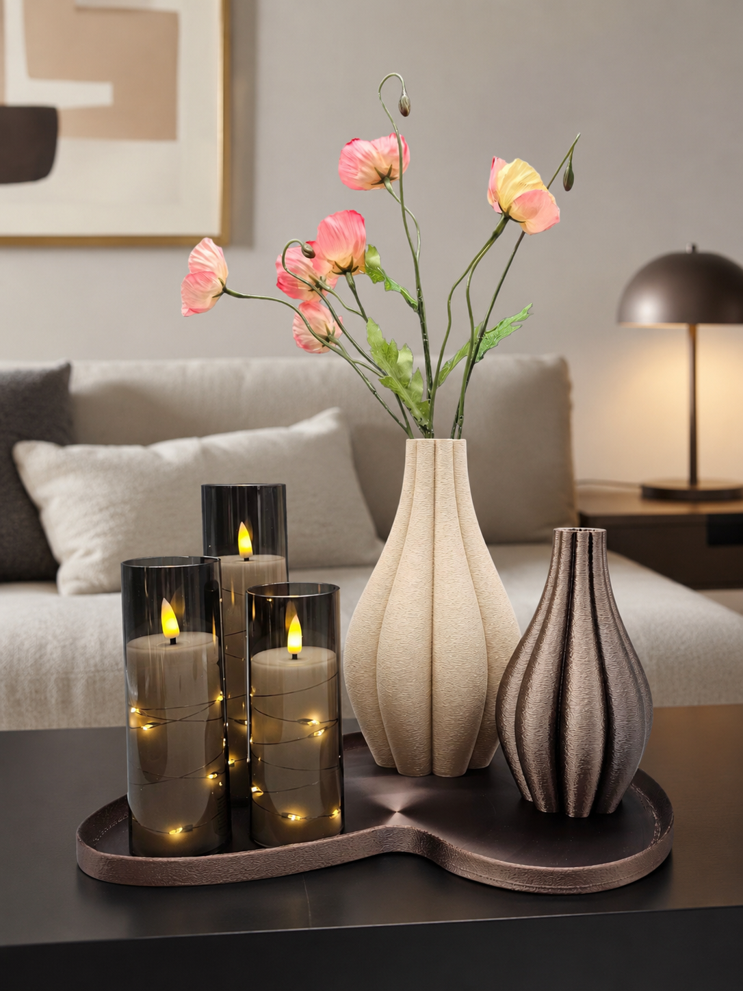 Soft Glow Elegance - Luxe Japandi Woondecoratie Set