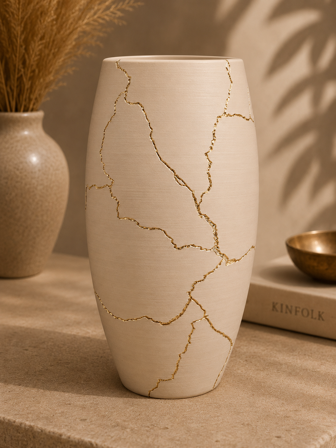 Luxury Layerzz – Golden Cracks Vase - 3D geprint - 2 maten - meerdere kleuren