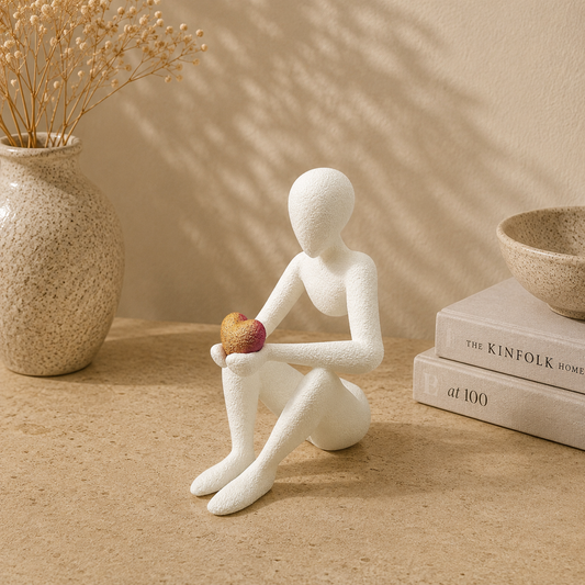 Modern Beeldje met Hartje NObody- 3D Geprinte Liefdesdecoratie
