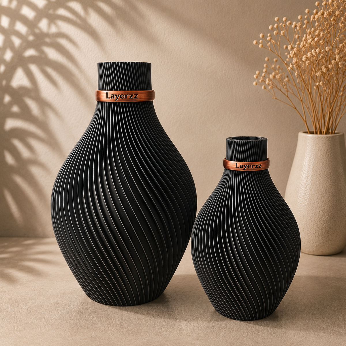 Jade moderne 3D geprinte vaas - Beschikbaar in 2 maten en als set