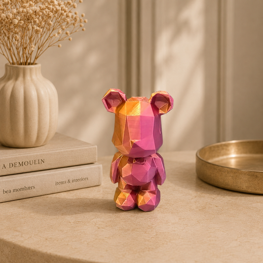 3D Geometrisch Beertje | Kleurrijke Mini Decoratie van Meerkleurig Filament