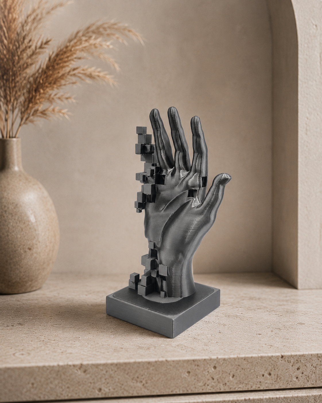 Pixel Touch - Abstract 3-D geprint handbeeld - modern