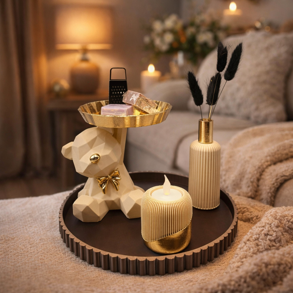 Luxury Layerzz – Teddy Tray | Beige & Gold